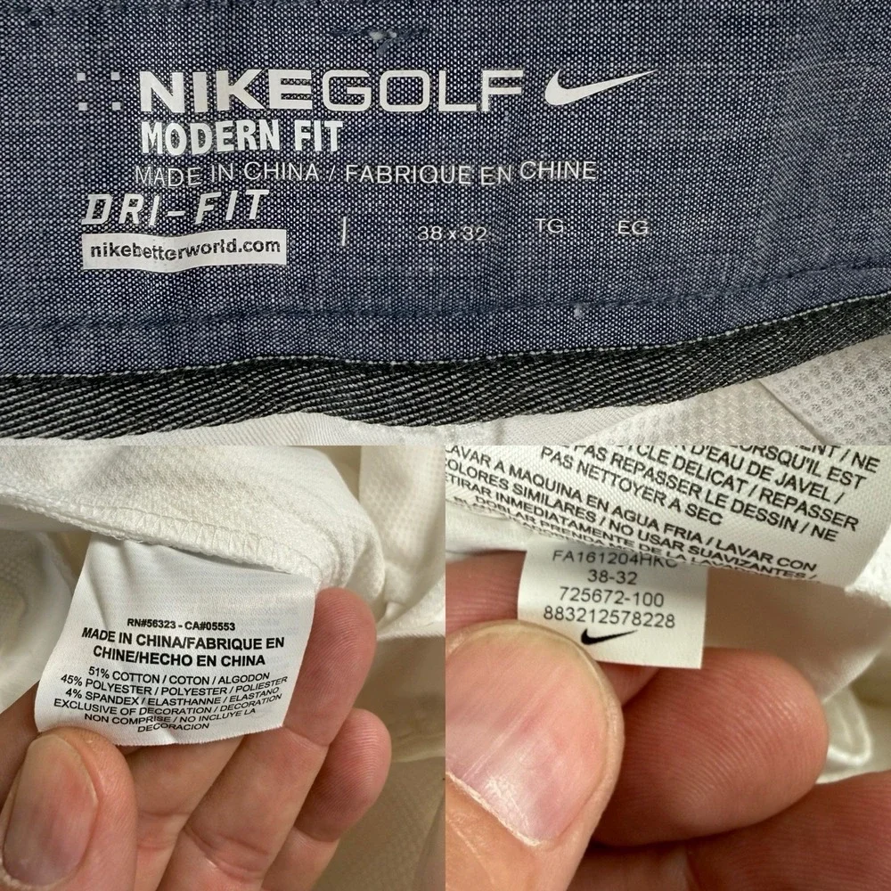 Nike Golf Modern Fit Stretch White Pants Mens 38x32